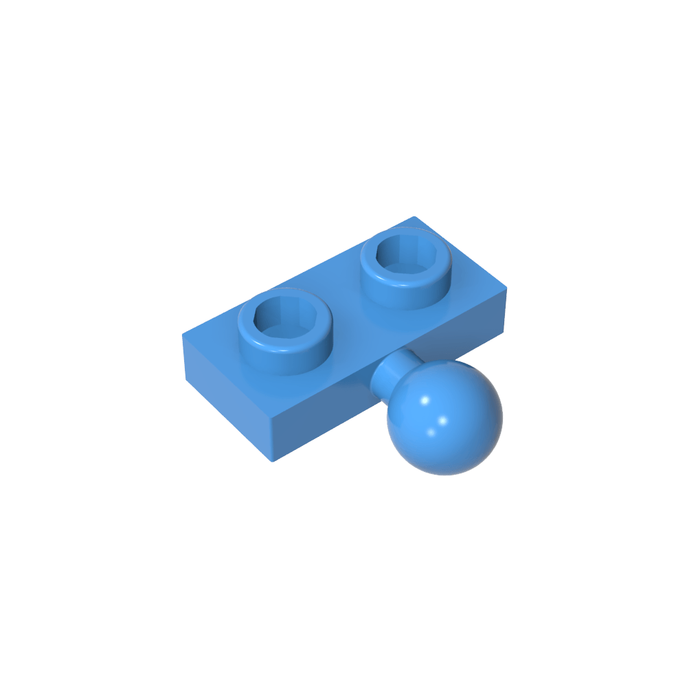 Placa especial 1 x 2 con bola de remolque central lateral de 5,9 mm-MyGobricksEs