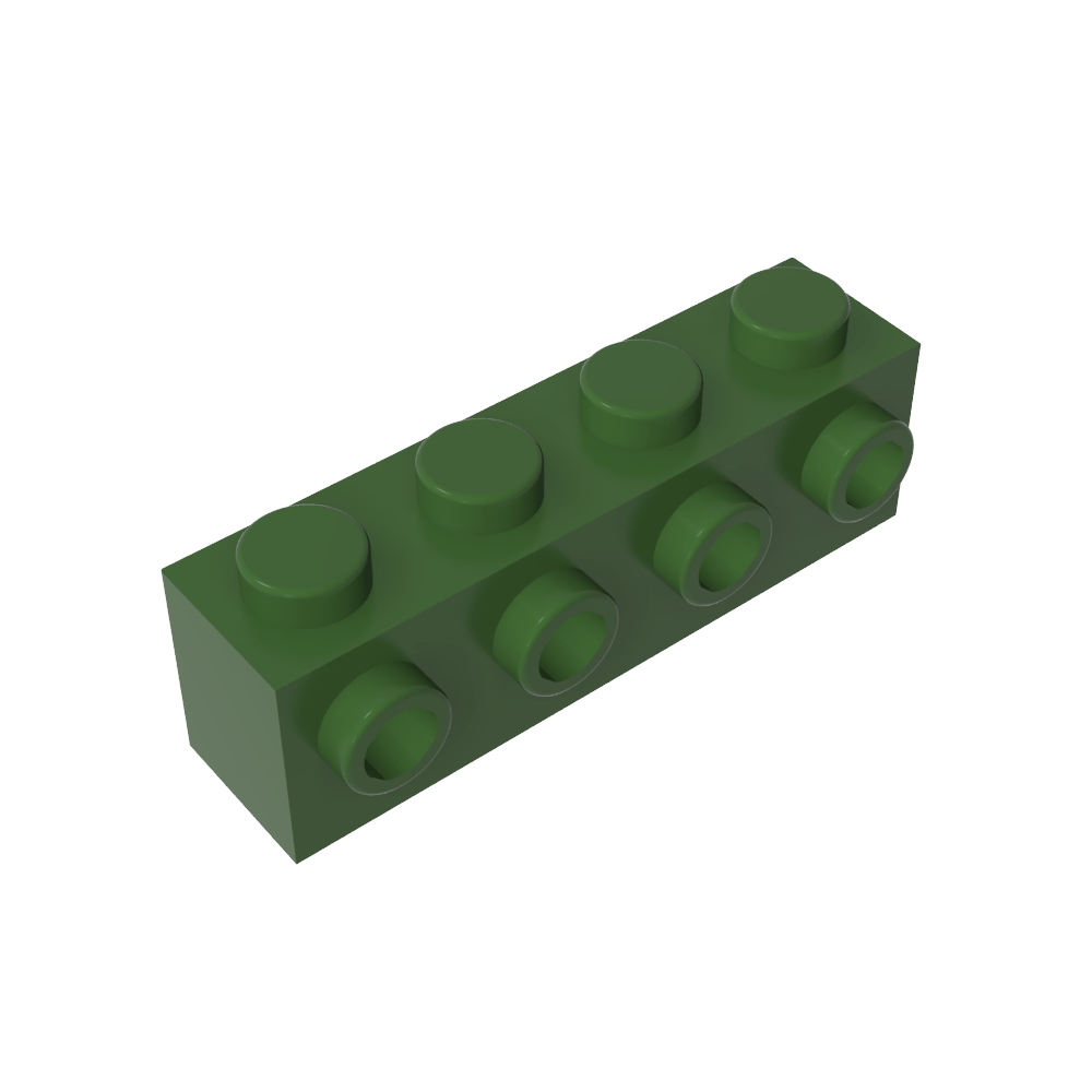 Ladrillo especial 1 x 4 con 4 montantes en un lado-MyGobricksEs