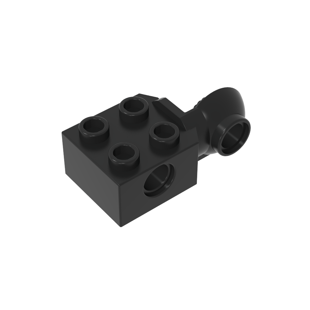Bloque técnico especial 2 x 2 con orificio para pasador y articulación giratoria con media bola [lado vertical]-MyGobricksEs