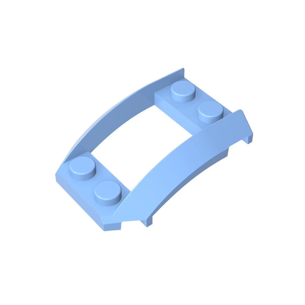 Paso de rueda, cuña 4 x 3 abierta con recorte y cuatro pernos-MyGobricksEs