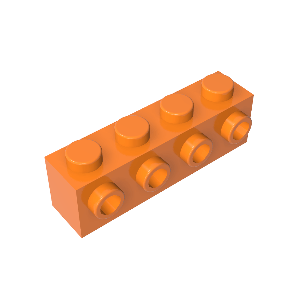 Ladrillo especial 1 x 4 con 4 montantes en un lado-MyGobricksEs