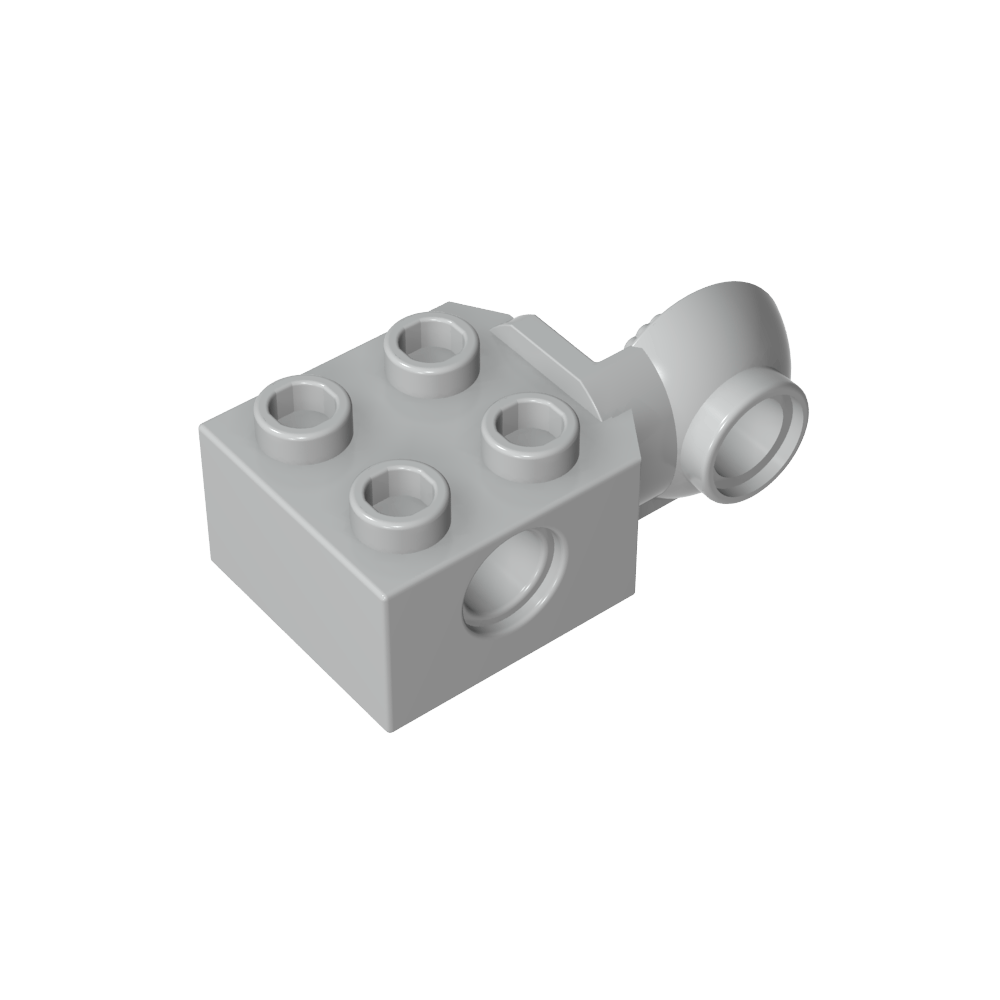 Bloque técnico especial 2 x 2 con orificio para pasador y articulación giratoria con media bola [lado vertical]-MyGobricksEs