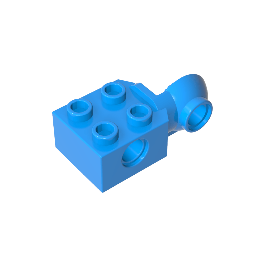 Bloque técnico especial 2 x 2 con orificio para pasador y articulación giratoria con media bola [lado vertical]-MyGobricksEs