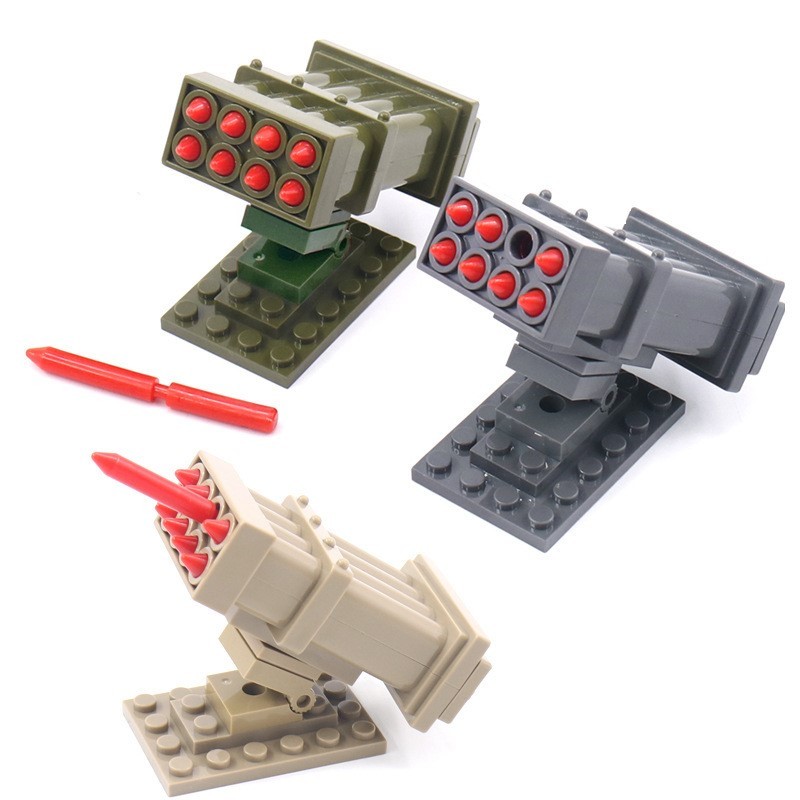 Lanzamisiles MOC, decoración de escena de combate militar, accesorios de bloques de construcción de ensamblaje de partículas pequeñas
