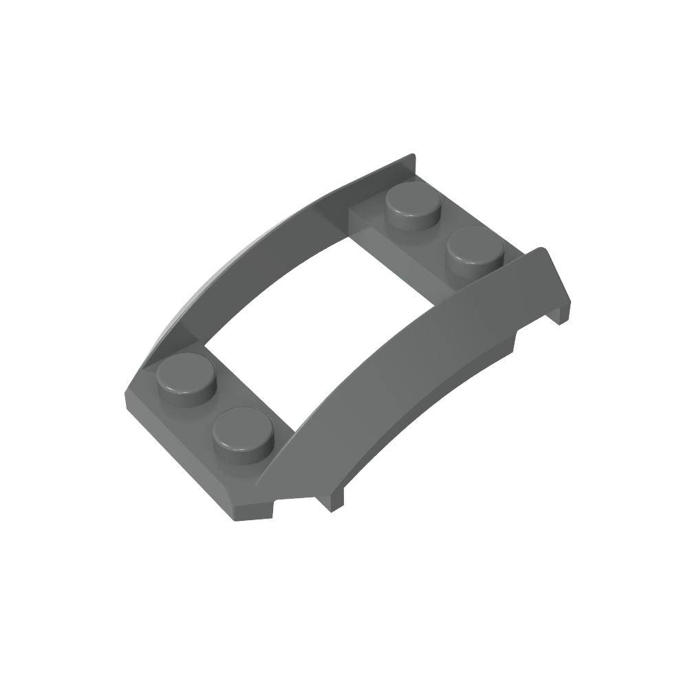 Paso de rueda, cuña 4 x 3 abierta con recorte y cuatro pernos-MyGobricksEs