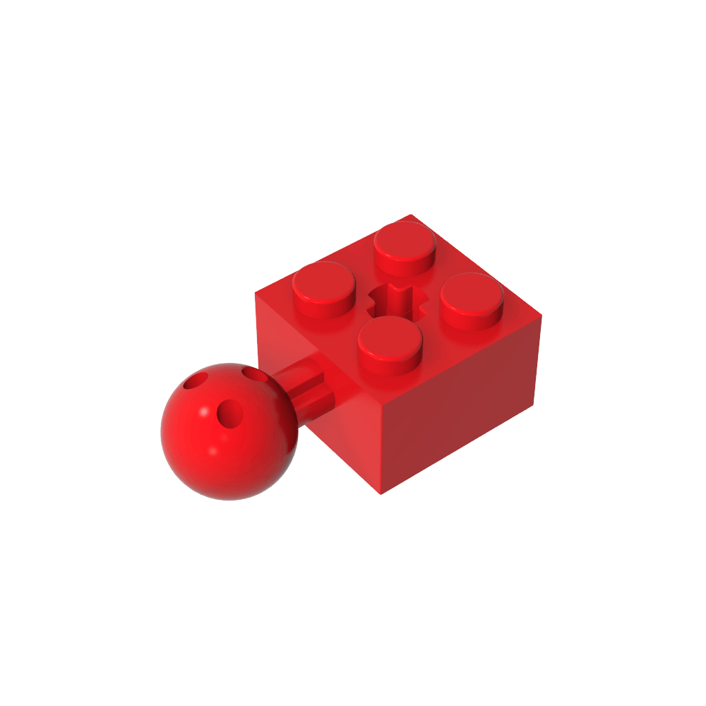 Ladrillo Technic Modificado 2 x 2 con Bola y Orificio para Eje, con 6 Agujeros en Bola-MyGobricksEs