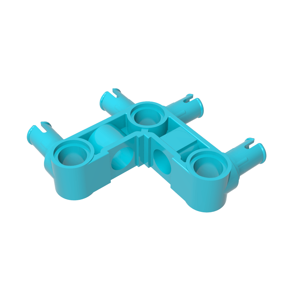 Technic Pin Connector Hub Perpendicular 3 x 3 Bent with 4 Pins (Pin Ridges Across Part)