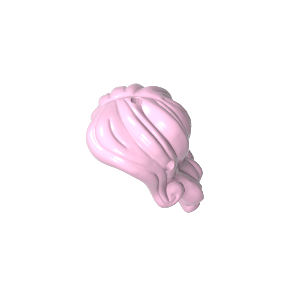 Minidoll de pelo largo ondulado, raya al lado derecho, con laterales cortos, 2 agujeros (uno en la parte superior y otro en el lateral) (Ariel)-MyGobricksEs