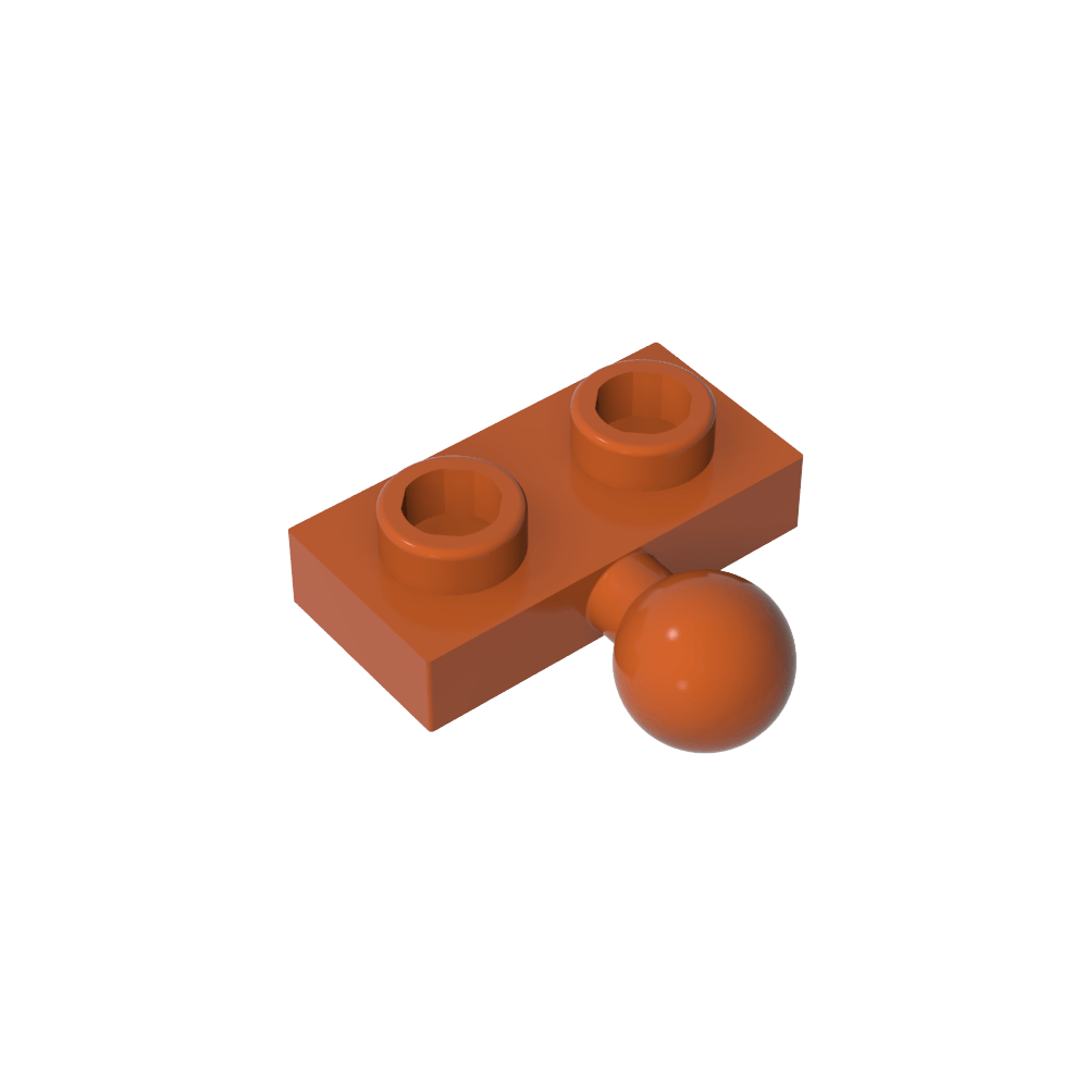 Placa especial 1 x 2 con bola de remolque central lateral de 5,9 mm-MyGobricksEs