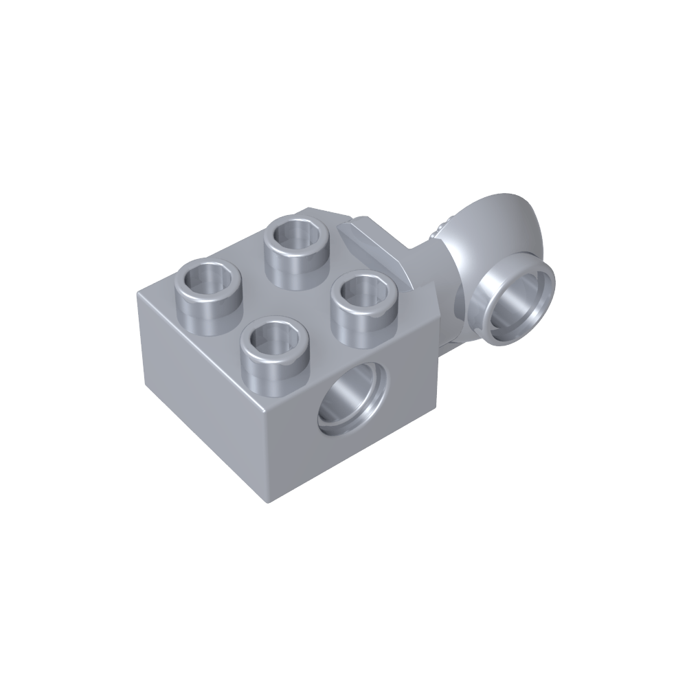 Bloque técnico especial 2 x 2 con orificio para pasador y articulación giratoria con media bola [lado vertical]-MyGobricksEs