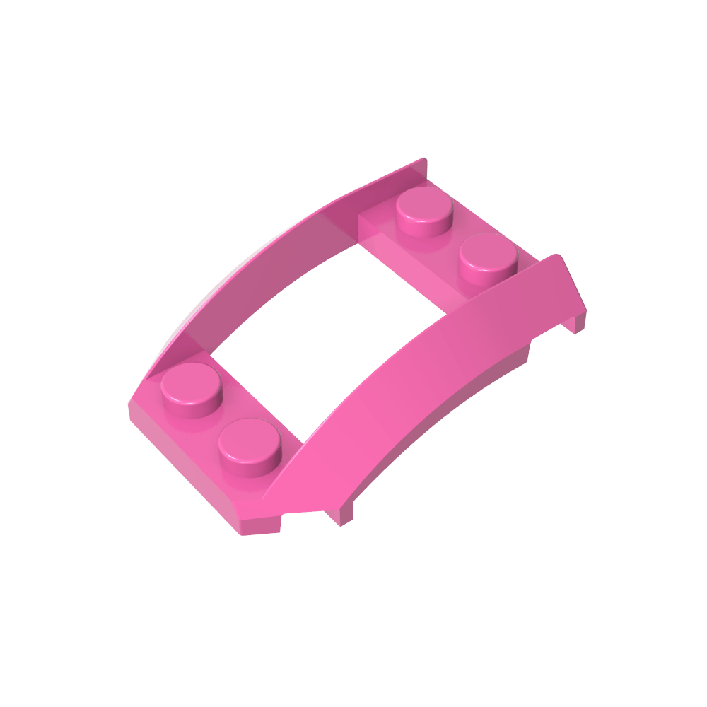 Paso de rueda, cuña 4 x 3 abierta con recorte y cuatro pernos-MyGobricksEs