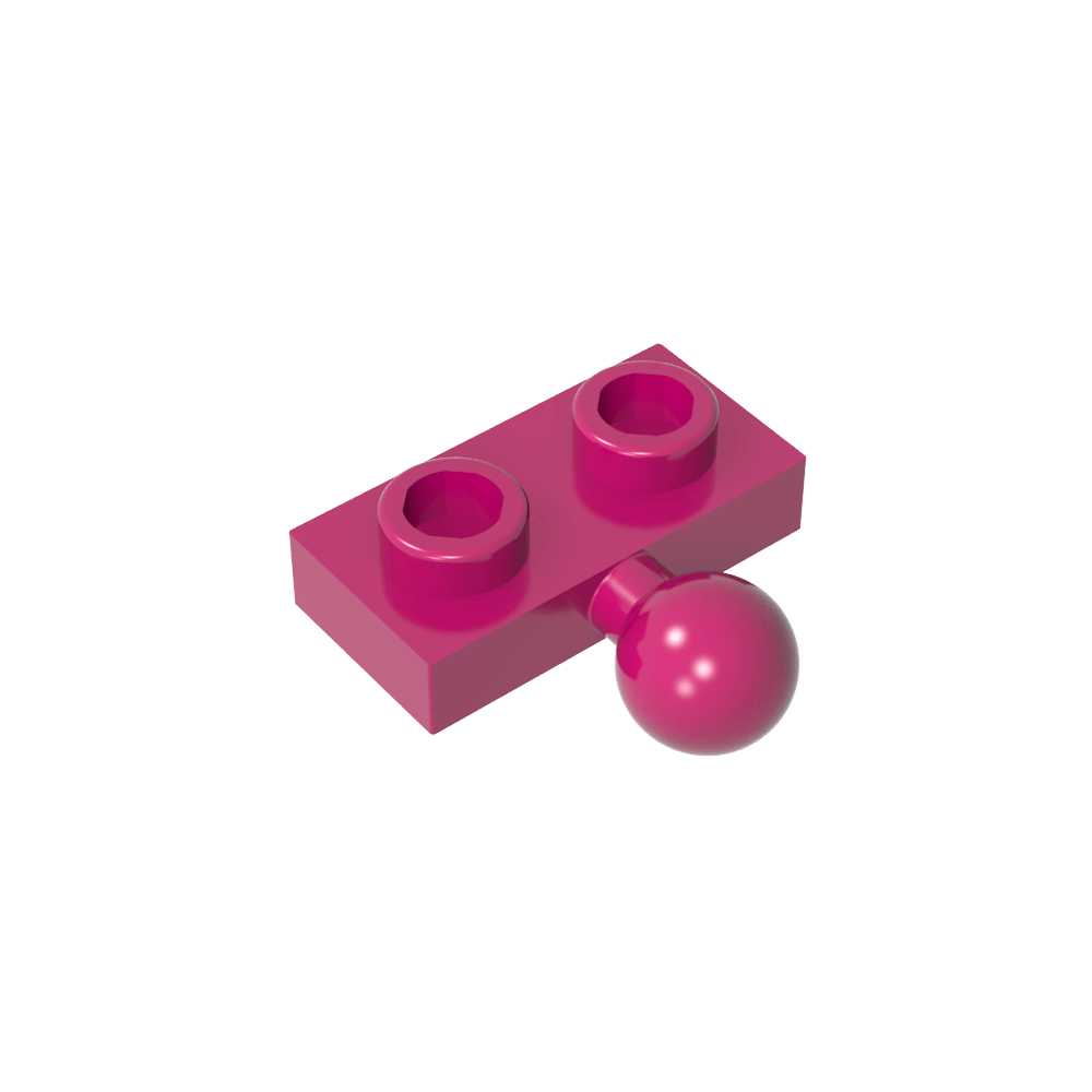 Placa especial 1 x 2 con bola de remolque central lateral de 5,9 mm-MyGobricksEs