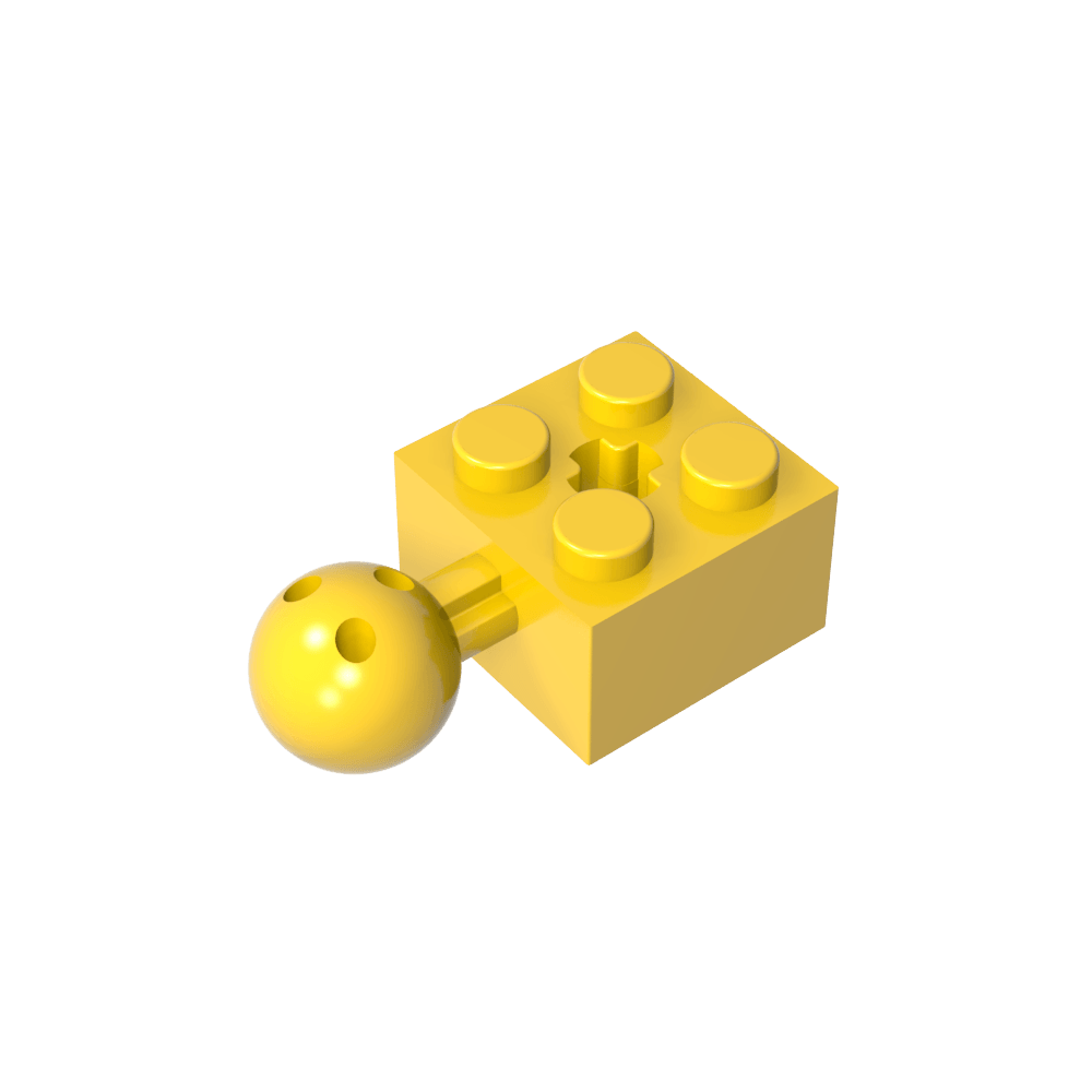 Ladrillo Technic Modificado 2 x 2 con Bola y Orificio para Eje, con 6 Agujeros en Bola-MyGobricksEs