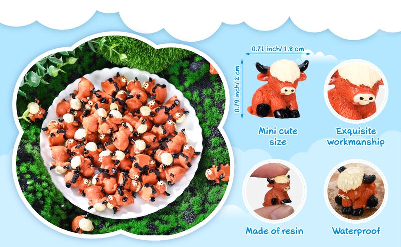 Easter Mini Highland Cow Figurines Cute Small Cow Miniature Resin Sculpture Ornament Highland Cow Statues Gift For Easter Party Birthday To Hide And Seek Game Props, Desktop Decorations For Car Office Home Garden
