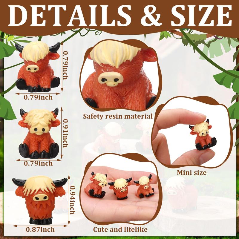 Easter Mini Highland Cow Figurines Cute Small Cow Miniature Resin Sculpture Ornament Highland Cow Statues Gift For Easter Party Birthday To Hide And Seek Game Props, Desktop Decorations For Car Office Home Garden