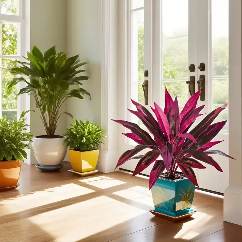 🌿Realistic Boston Fern & Dragon's Blood Tree 🌸 Vibrant Pink/Purple Leaves | No Maintenance ✅