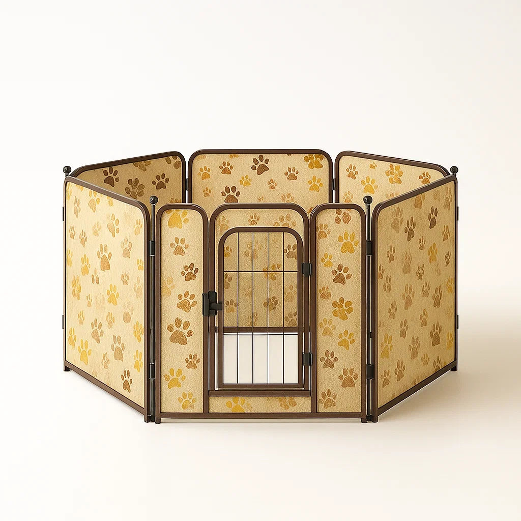 Recinto per animali ottagonale in acciaio e tessuto marrone-PLUSHROOMFIT