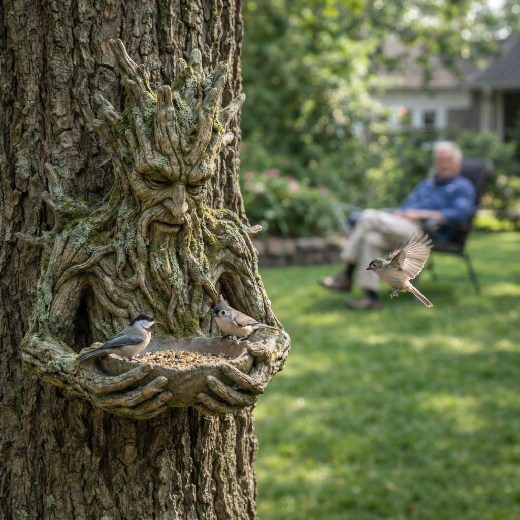 The Quiet Offering A Tree-Integrated Bird Feeding Sculpture