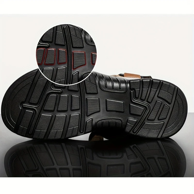 Men's Orthopedic Leather Sandals – Breathable, Adjustable, Air Cushion