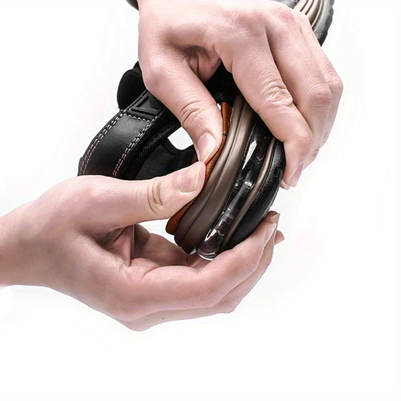 Men's Orthopedic Leather Sandals – Breathable, Adjustable, Air Cushion