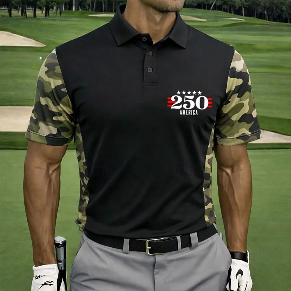 US 250th Anniversary Golf Print Men's Polo Shirt