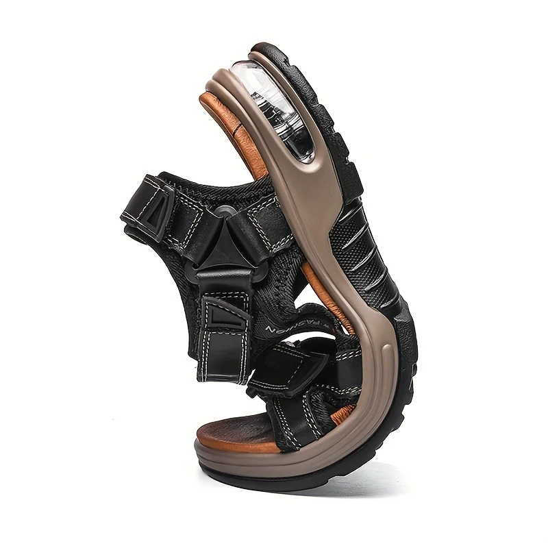 Men's Orthopedic Leather Sandals – Breathable, Adjustable, Air Cushion