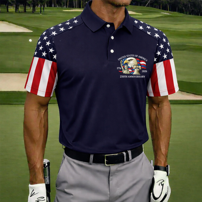 US 250th Anniversary Print Men's Polo Shirt