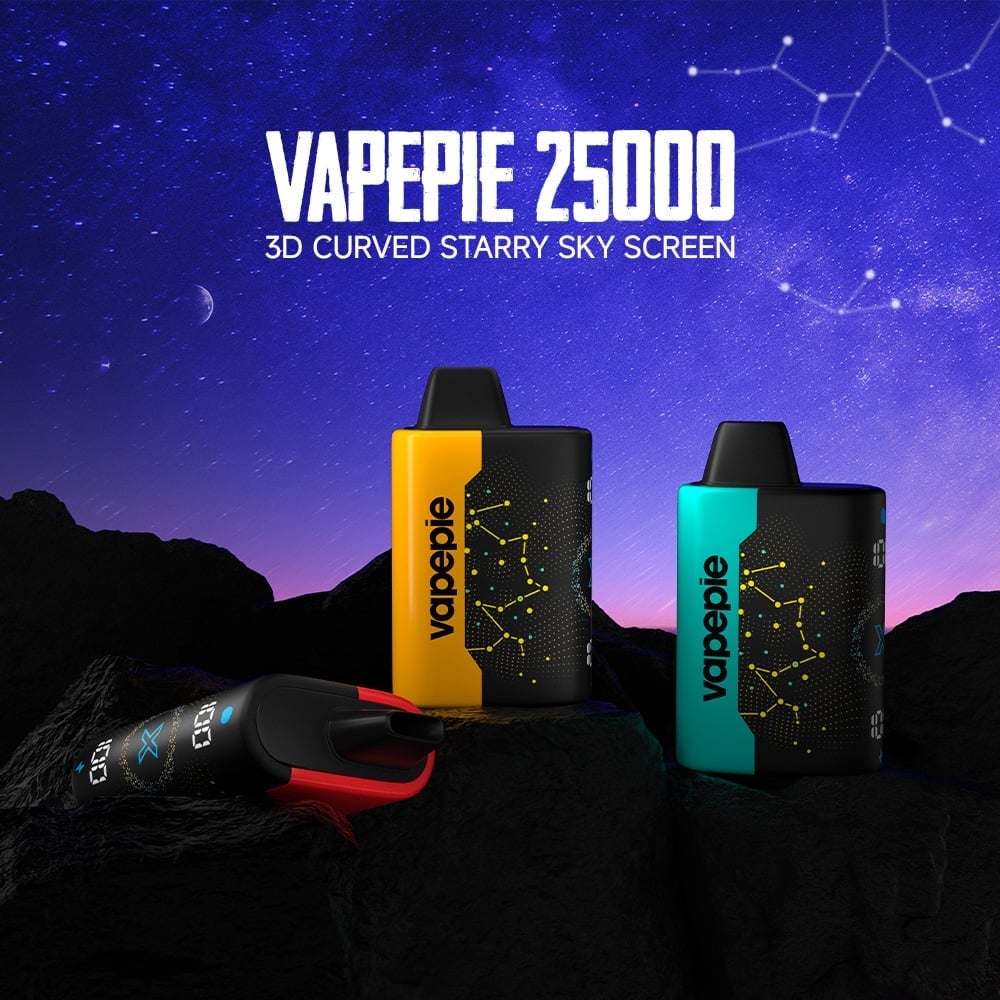⭐Legjobban ajánlott⭐3 db✨VAPEPIE 25000 PUFFS - Ívelt Star Sky képernyő 
