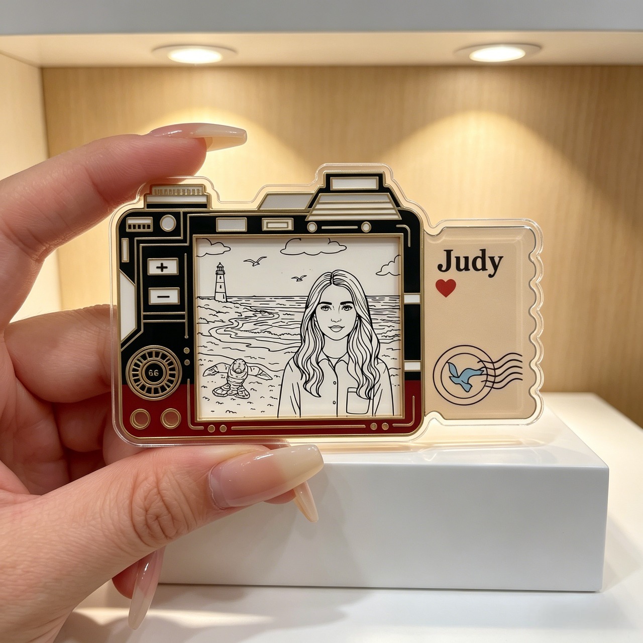 Custom Pull-Out Color Changing Fridge Magnet Camera Frame Personalized Photo Sliding Art Magnet Creative Gift for Your Lover