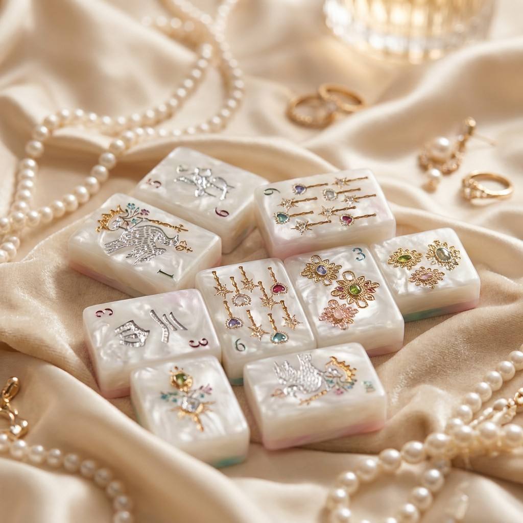 Luxury Pearl American Mahjong Set - 160 Iridescent Acrylic Tiles with Mother-of-Pearl Shimmer Finish - CustomCardverse