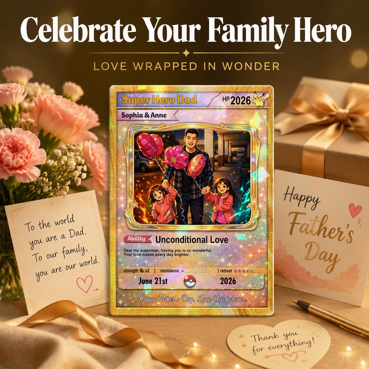 Customizable Superhero Dad Trading Card – Personalized Father's Day Gift