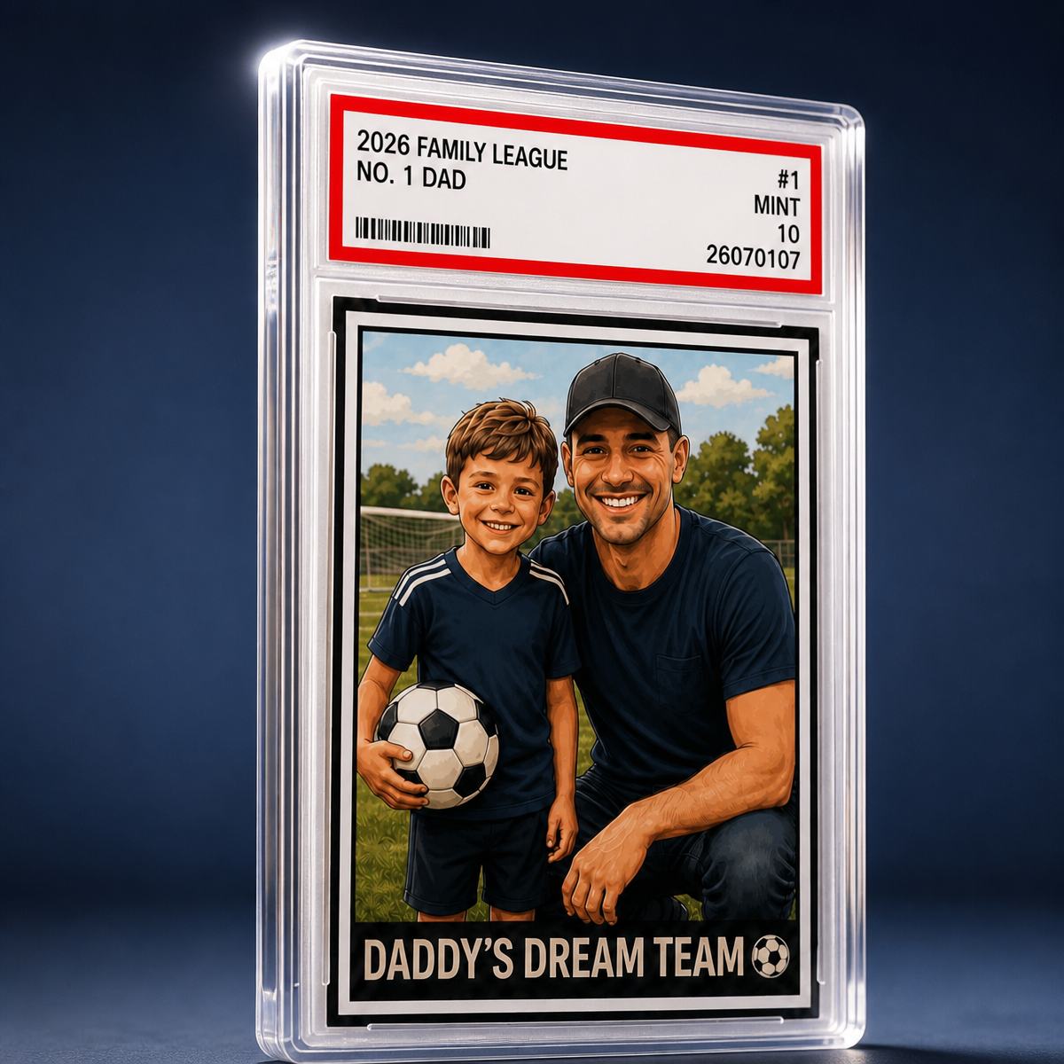 Custom Graded Card Slab Keepsake, Personalized Photo to Art Trading Card, #1 Dad Sports Keepsake, Custom Photo Desktop Display Block