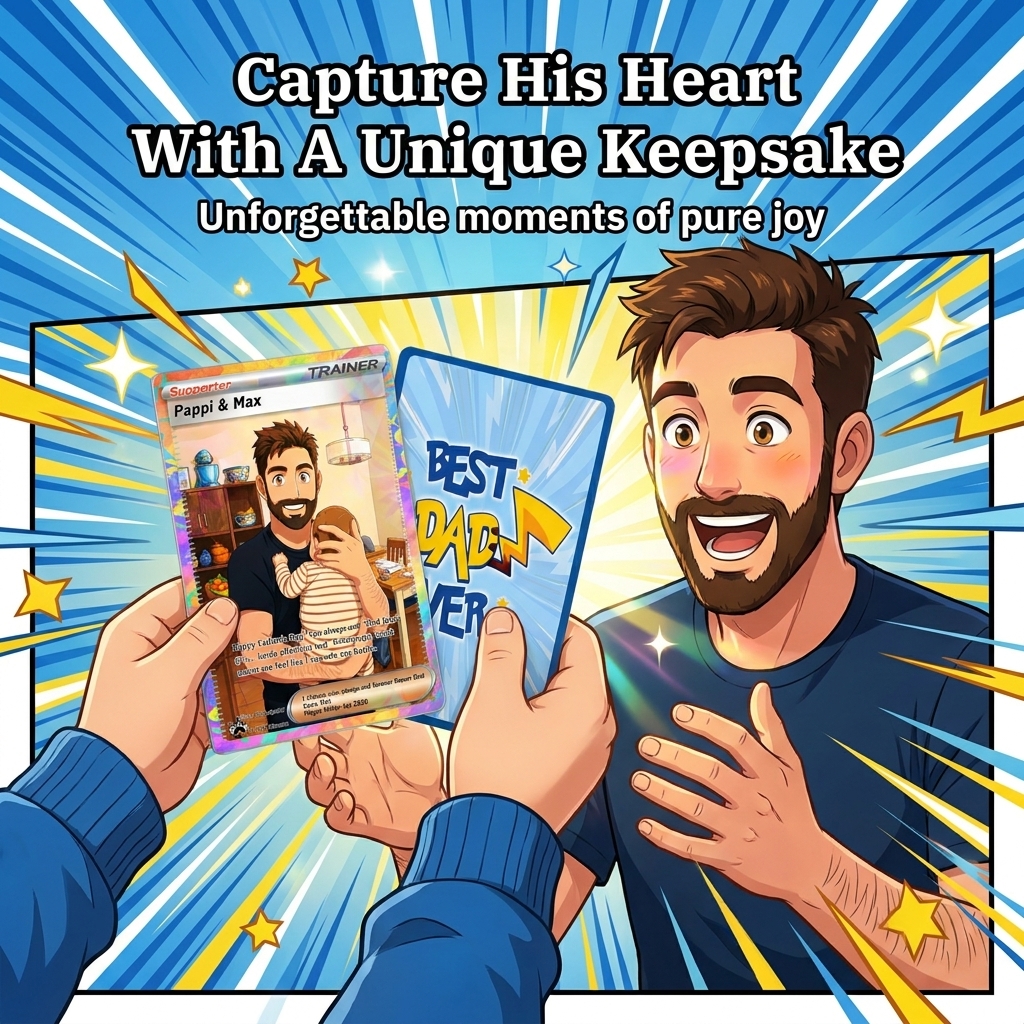 Custom Anime Father's Day Card - Personalized Dad & Me Illustration Battle Card