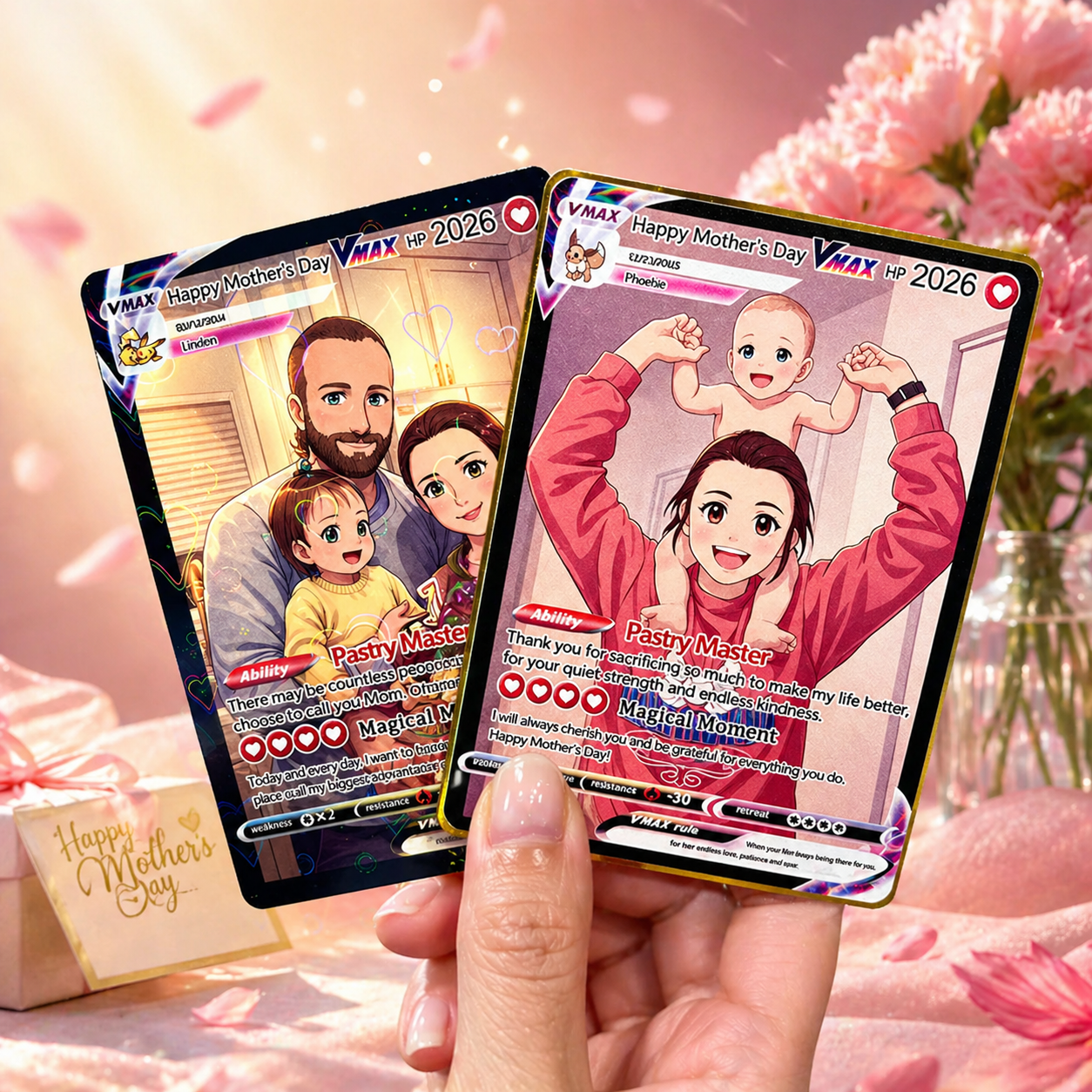 Personalized Photo Anime VMAX Card For Mother's Day Turn Your Photo Into Anime Card