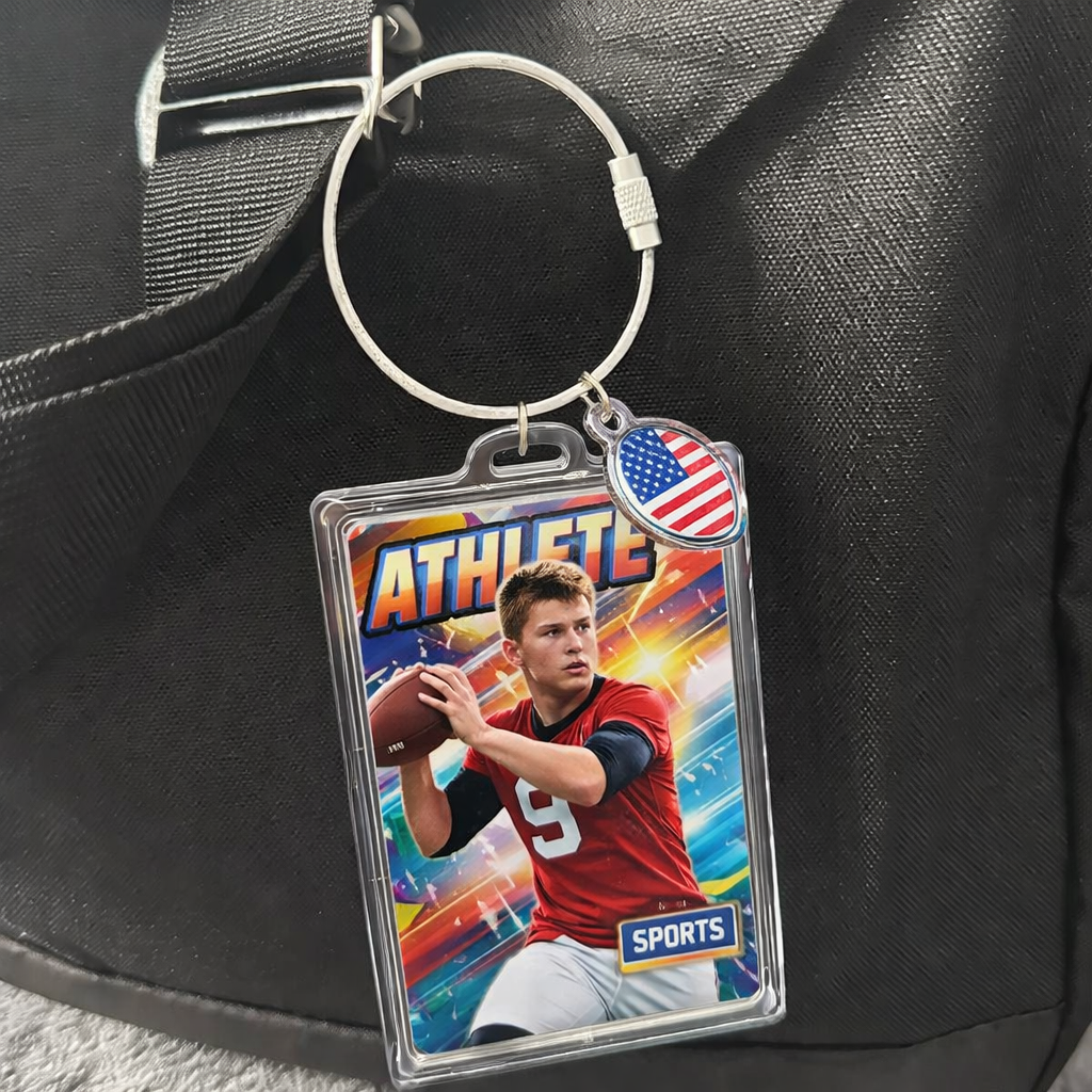 Personalized Sports Trading Card Keychain Turn Your Photo into a Legendary Game Card