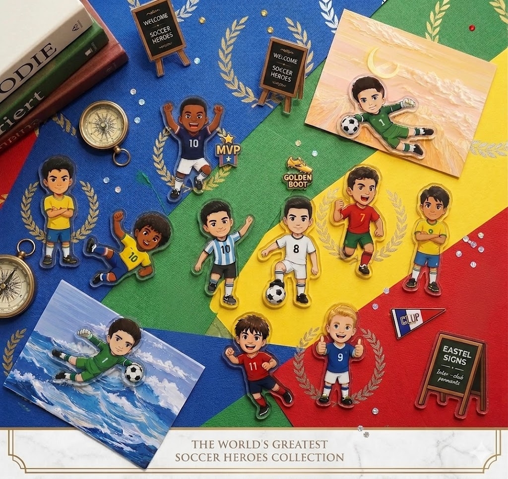 Personalized Cartoon Soccer Player Charms - Custom Photo 3D Mini Football Figure - Unique Shoe Charms, Fridge Magnets & Badges Sports Fan Gift for Kids, Dad