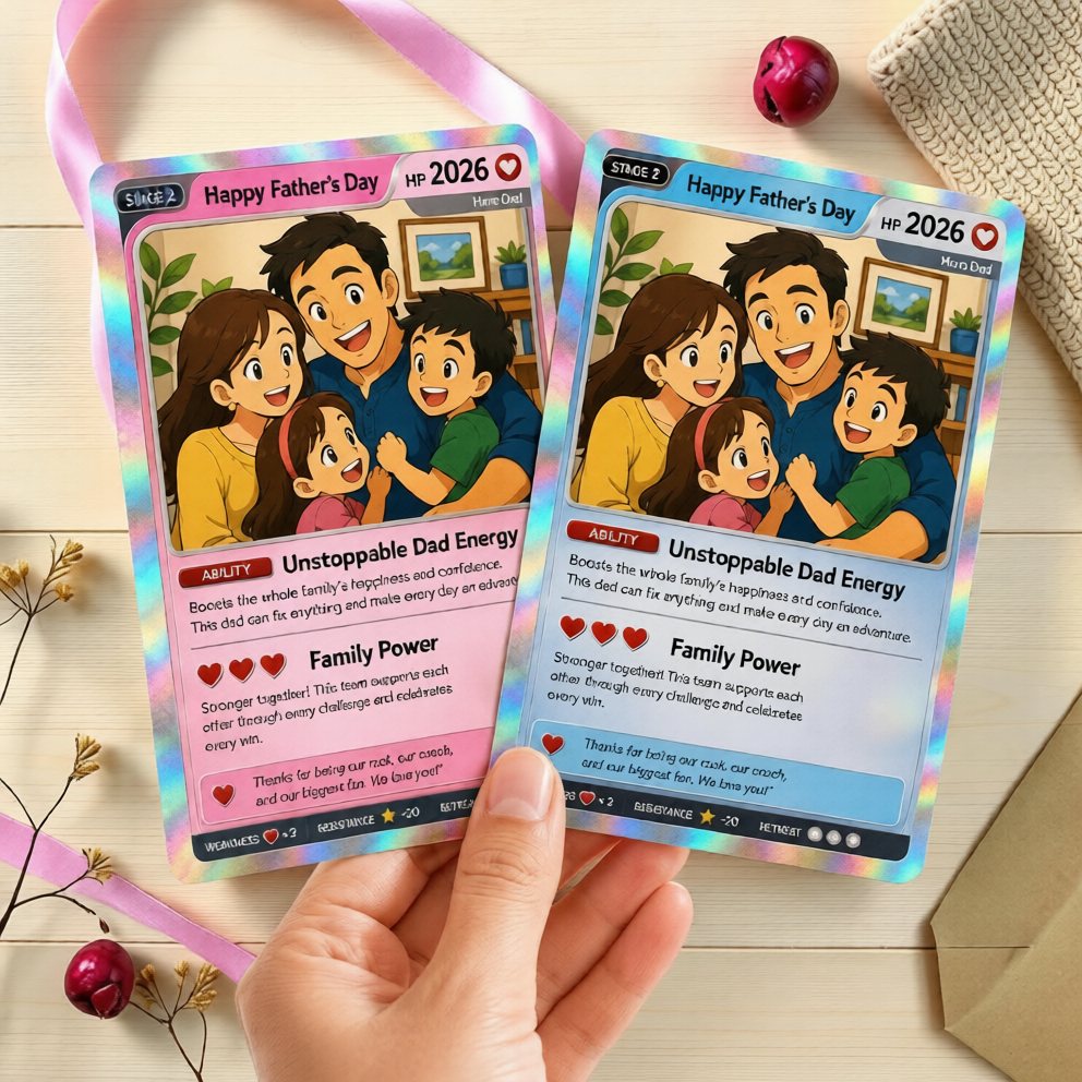 Happy Father’s Day Anime Trading Card Gift for Dad, Personalized Anime Fan Collectible Card, Custom Father’s Day Keepsake Gift, Pkm Card - CustomCardverse