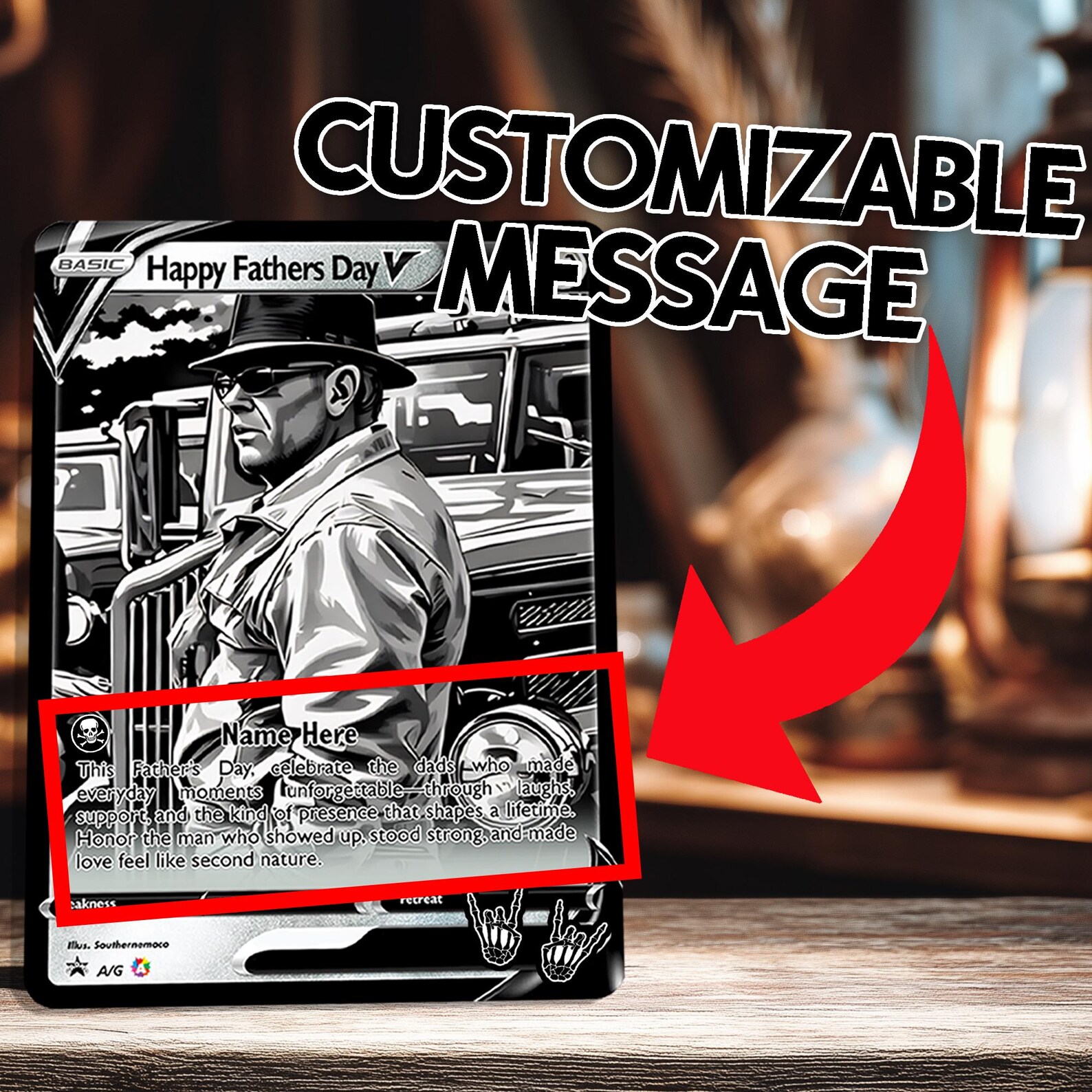 Custom Father's Day Card Trading Card Animated Photo Style Gift for Dad Personalized Collectible Keepsake Retro Art for Father's Day Gift