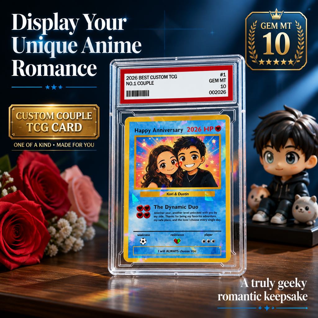 Personalized Keepsake Trading Card - Custom Anime Style Couple Photo Card, Unique Anniversary & Birthday Gift for Him/Her