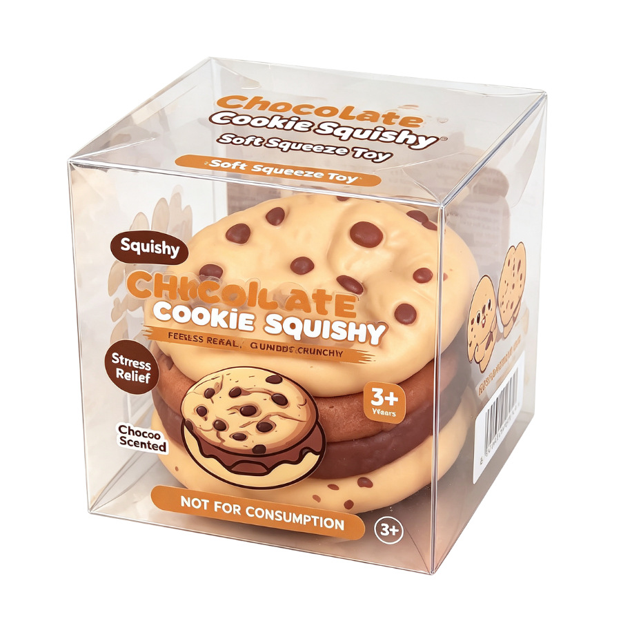Chocolate Cookie Squishy Toy – Stress Relief Gift for Kids & Teens, Soft Squeeze Sensory Toy for Christmas, Birthday, or Party Favors