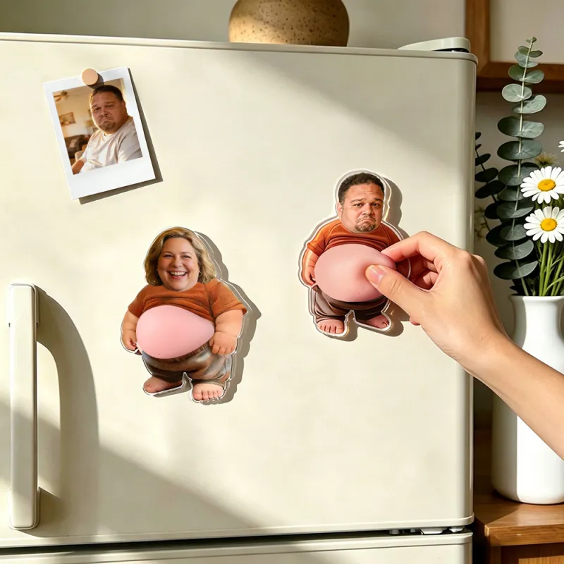 Custom Face Squishy Belly Anti-collision Acrylic Car Stickers Personalized Photo Car Stickers with Soft Squeeze Belly Cute Funny Gift for Car Owners