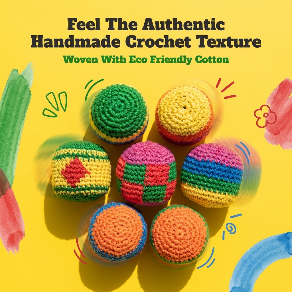 Hand-Knitted Rainbow Soft Sports Balls Set - Colorful Woolen Sensory Toys for Fitness, Juggling & Indoor Family Games (Multi-Pack)