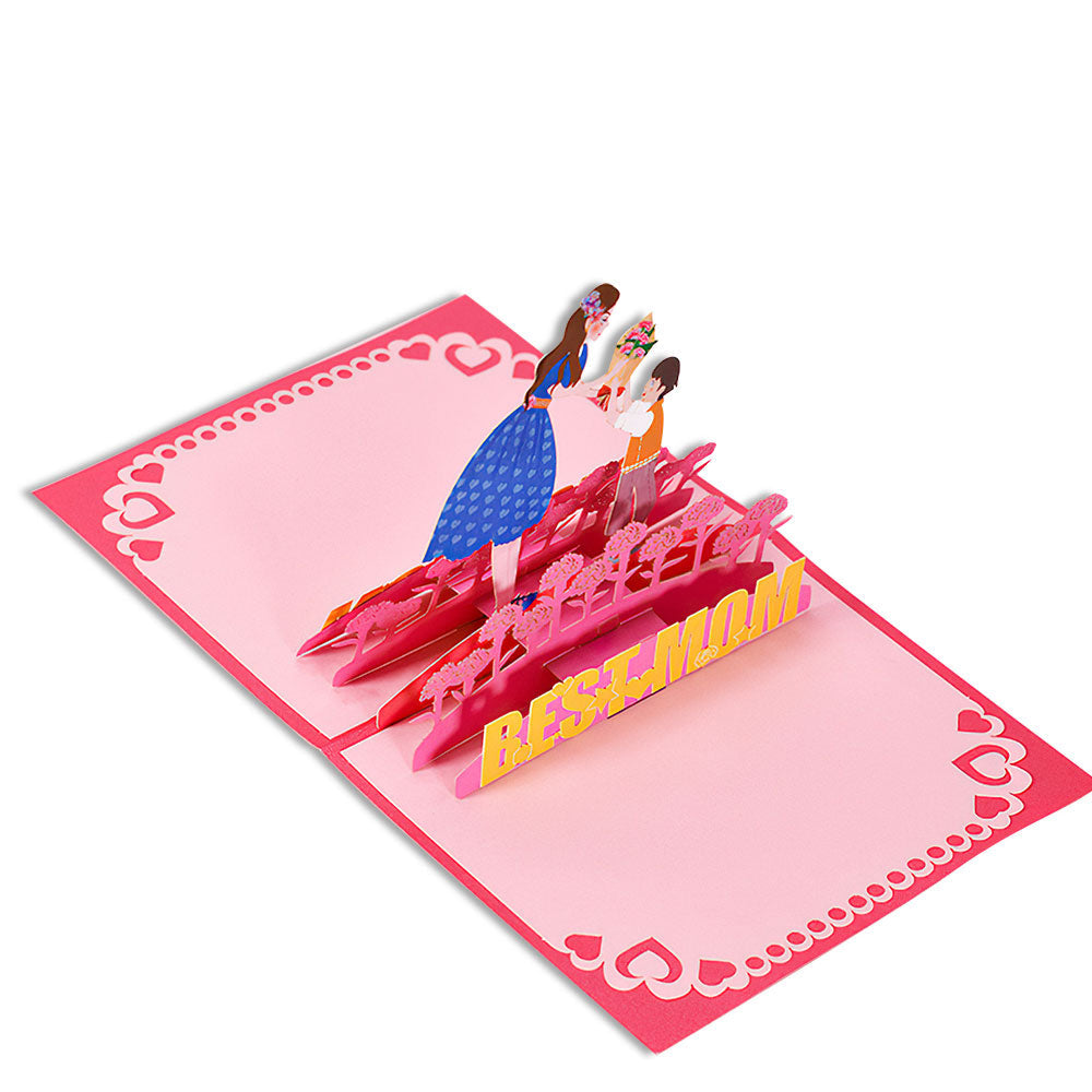 Mother's Day Card Best Mom 3D Pop Up Greeting Card for Her - CustomCardverse