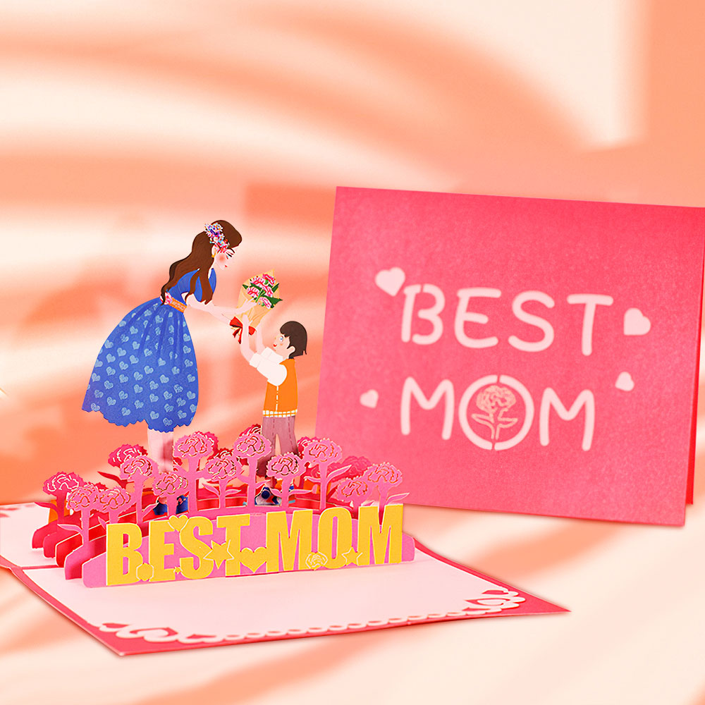 Mother's Day Card Best Mom 3D Pop Up Greeting Card for Her - CustomCardverse