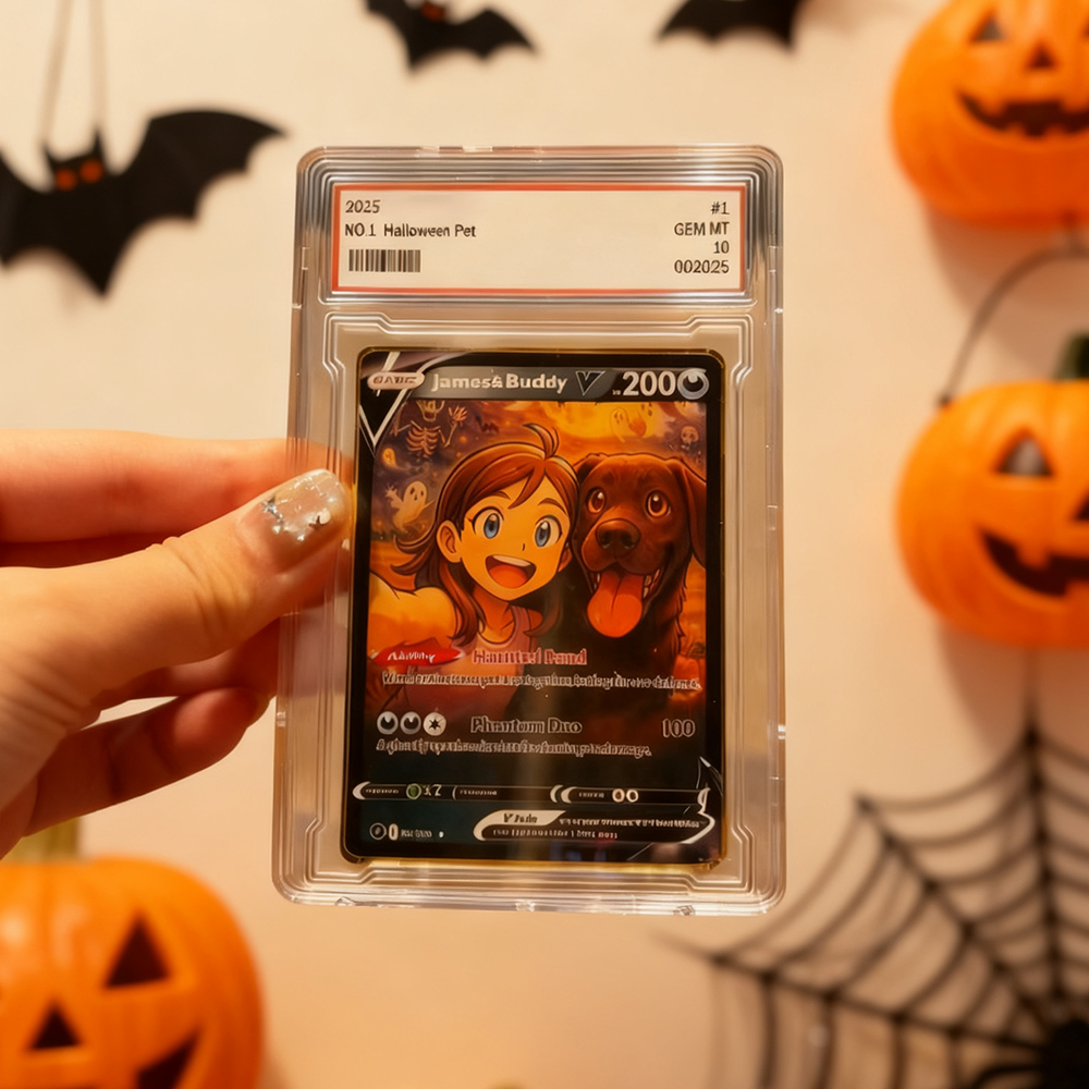 Custom Halloween Trading Card Turn Your Pet into a Spooky Poke Card Personalized Pet Halloween Gift - MyPhotoSocks