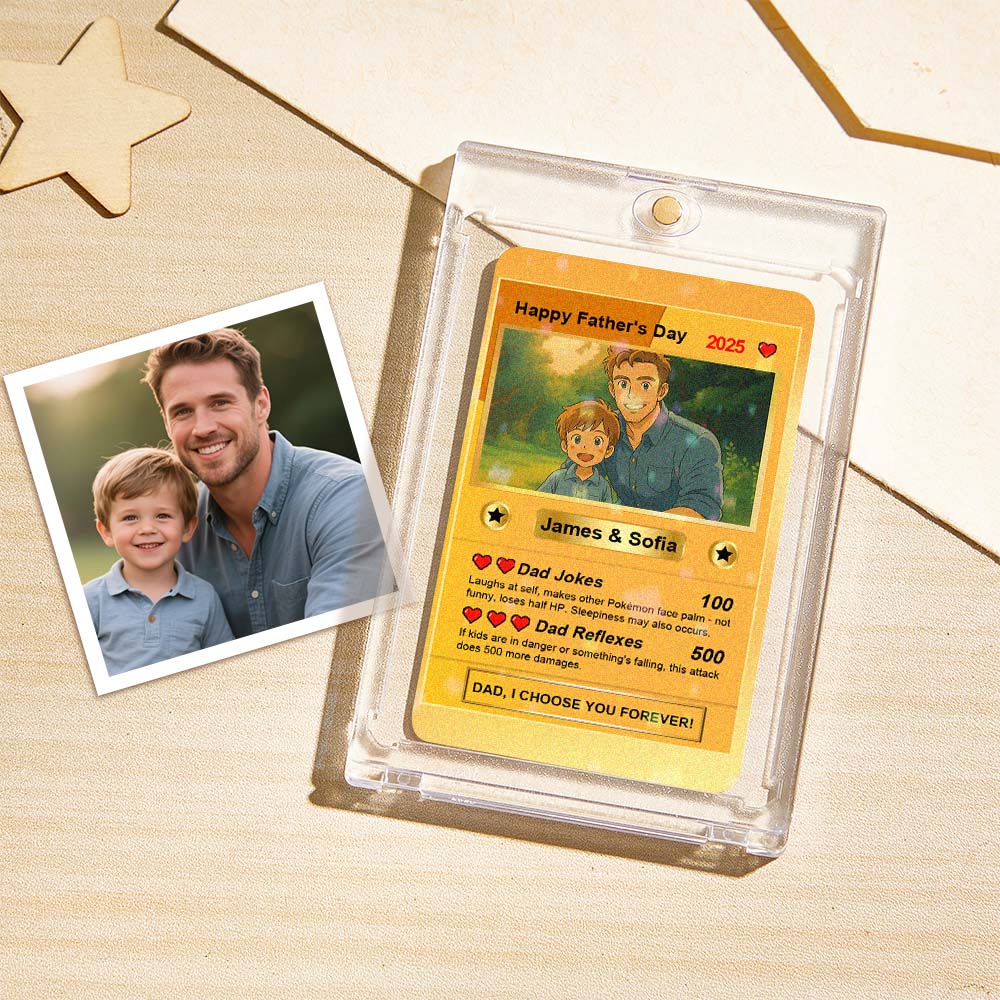 Personalized Poke Card Cartoon Photo Fathers Day Card Custom Text and Photo Poke Card Gift For Dad Poke Present - MyPhotoSocks