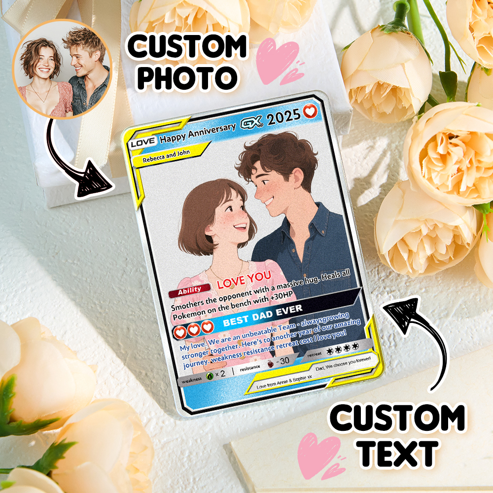 Personalized Poke Card Anime Acrylic Card for Couple Card Hologram Ornament Anniversary Gift