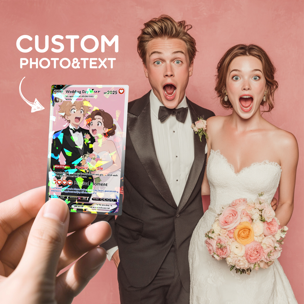 Personalized Poke Card Customize Anime Acrylic Hologram Card for Couple Legendary Card Hologram Ornament Anniversary Gift
