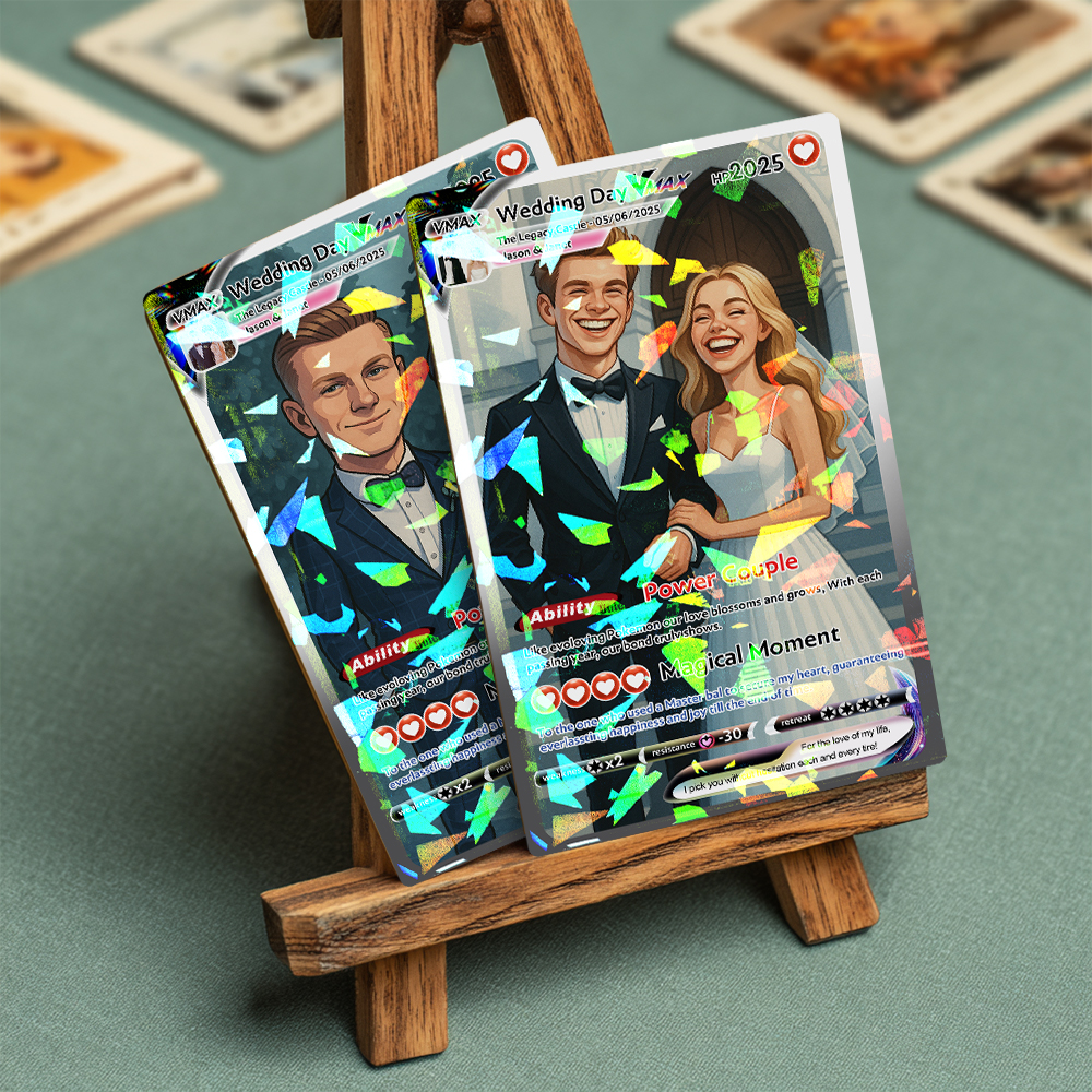 Personalized Poke Card Customize Anime Acrylic Hologram Card for Couple Legendary Card Hologram Ornament Anniversary Gift