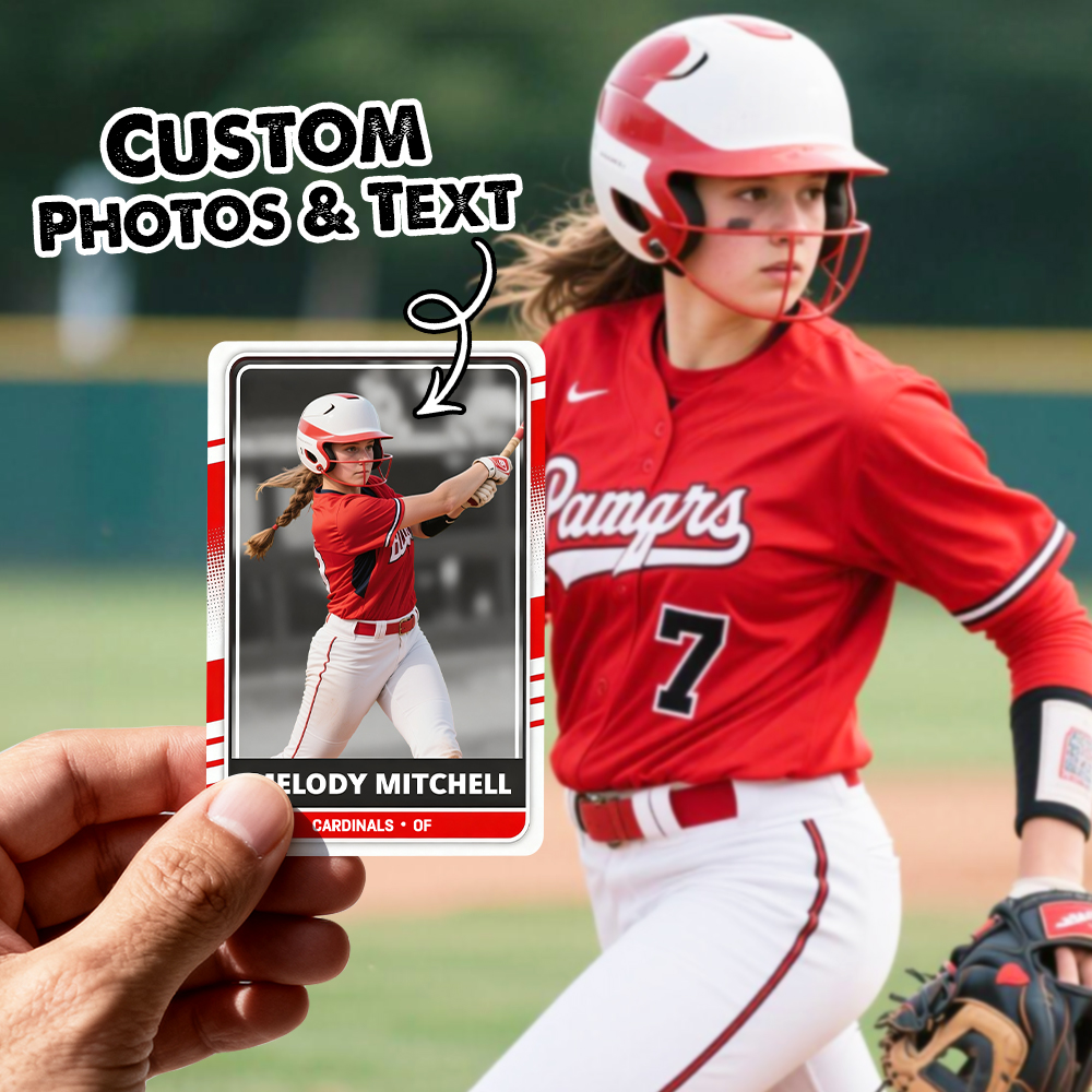 Custom Sport Photo Card  Personalized Athlete Portrait Card with Name Kids Sports Themed Trainer Card Gift - MyPhotoSocks